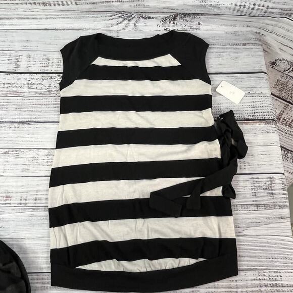 2pc Lot Top Tunic Melody Maternity Fashion size Small Black Gray Striped Stretch - Picture 2 of 10